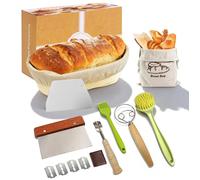Kit para principiantes en panadería, con cesta de fermentación, 10 piezas, ratán, caja de regalo