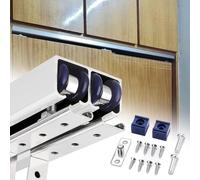 Kit para puertas correderas, Kit de puerta corrediza con canal en U montaje superior, riel derivación rodillos 4 ruedas(Silver,2.0m/6.6ft)