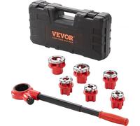 Kit para roscar tubos con mecanismo de trinquete, para roscas de 1/4" NPT a 1-1/4" NPT. Juego de herramientas portátil para roscar tubos, que incluye 6 matrices para roscas NPT, y un estuche de almace