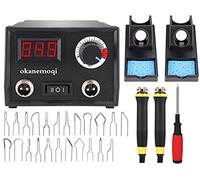 Kit Pirograbador de Madera, Temperatura Regulable, Soldador Profesional para Madera, Cuero, Grabado (60W, 2 bolígrafos,23 puntas de alambre de pirograbado,doble puerto,Pantalla digital de temperatura)