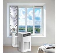 Kit portátil de sellado de ventanas de aire acondicionado, tela de sellado de ventilación ajustable, aislamiento de calor, bloqueo de luz para habitaciones de verano (25 x 180 cm)