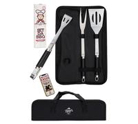 Kit profesional de accesorios para barbacoa: juego de 3 piezas de acero inoxidable, que incluye pinzas, espátula y tenedor para carne. Kit de barbacoa 3 en 1