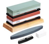 Kit profesional de piedras de afilar, piedra de afilar de alta calidad para cuchillos, de doble cara, con granos 400/1000 y 3000/8000, con base de bambú y guía de ángulo