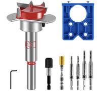 Kit Profesional de Plantilla Bisagras Cazoleta 35mm - Brocas Forstner para Madera, Guía Taladro y Posicionador - para Bisagras Ocultas y Placas de Montaje