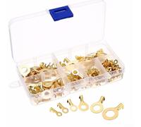 Kit profesional de terminales de cable de latón, 150 terminales de anillo M3/M4/M5/M6/M8/M10, conectores de crimpado con caja de almacenamiento para trabajos eléctricos industriales y de bricolaje