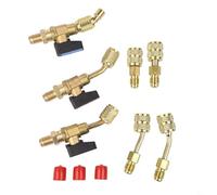 Kit profesional de válvula de bola de CA de latón de 7 piezas con adaptadores para sistemas R134A R410A R22