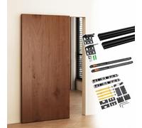 Kit Puerta Corredera Herrajes para Puerta Corredera Invisible Sin Riel, Riel Oculto con Cierre Suave para Efecto de Puerta Flotante, Riel de Puerta de Aluminio Negro(82cm(32.3in))