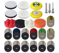 Kit Pulido Faros Coche de 145 Piezas, Disco de Lija para Restauración de Faros de 75mm, Papel de Lija Húmedo/Seco, Pulir Coche, Para Pulir, Lijar, Encerar - Compatible con Taladro, Pulidora, Coche