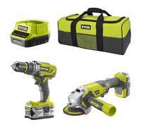 Kit Ryobi Con Taladro De Percusión 18V Y Amoladora 18V Con Bolsa Incluida