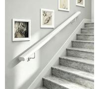 Kit soporte para barandilla de escalera metálica blanca, interior exterior | Barandilla mural moderna antideslizante, barra de seguridad para jardín, pasillo y jardín de infantes(180cm)