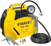 KIT STANLEY AIR: Compresor, 1,5 CV, ultra compacto, portátil, con accesorios para inflar y pistola de soplado