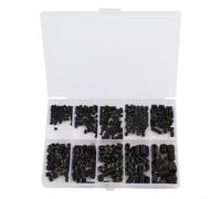 Kit surtido de 400 tornillos prisioneros, acero al carbono de grado 12.9, tornillos hexagonales de extremo plano, sujetadores métricos surtidos, DIN913 negro