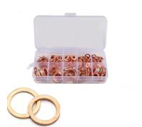 Kit surtido de juntas planas de cobre, juego de anillos de sellado de cobre rojo con caja de almacenamiento para sumidero, aplicaciones automotrices e industriales, 50/100/120 piezas (100 piezas)