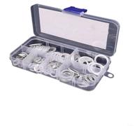 Kit surtido de juntas planas de cobre, juego de anillos de sellado de cobre rojo con caja de almacenamiento para sumidero, aplicaciones automotrices e industriales, 50/100/120 piezas (150 piezas de
