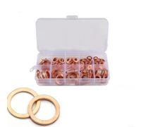 Kit surtido de juntas planas de cobre, juego de anillos de sellado de cobre rojo con caja de almacenamiento para sumidero, aplicaciones automotrices e industriales, 50/100/120 piezas (50 piezas)