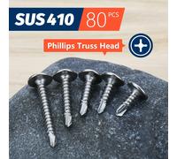 Kit surtido de tornillos de chapa metálica con cabeza de armazón modificada, tornillos de perforación autorroscantes de acero inoxidable para Metal, plástico y madera, 80 Uds.