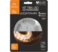 Kit tira led 3m 12v 4,8w/m luz calida 3000k ip20 incluye alimentador y