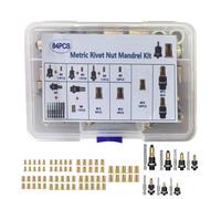 Kit Tuercas Remachables con Mandril de Acero al Carbono e Inserto de | Remachadora manual con 84 piezas para automoción construcción industrial muebles tubería
