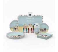 Kit Vajilla de cartón Desechable con decoración y temática navideña con diseño de Reyes Magos para 6 Personas - Pack para 6 Personas. Decoración Mesa Navidad Reyes Magos. Vajilla Navidad