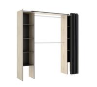 Kit Muebles Vestidor abierto Suit - estantes regulables y cortina - Natural/Grafito 205x50x177,5 cm