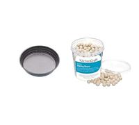 Kitchen Craft Crusty Bake Molde Redondo, Acero, Plateado, 23 cm + Bolitas de cerámica para hornear masas, 500 g