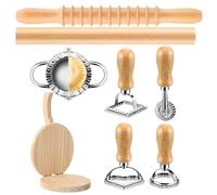 Kitchen Dumpling Maker Tool, Wooden Dumpling Making Kit, 25 x 10 x 2 cm, Handcrafted Pastry Mold, Spaghetti Cutter Tool, Multipurpose Dough Press Set for Wontons, , Cookie