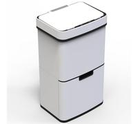 Kitchen Move Set de Gestión de Residuos: Cubo Automático 75 L Doble y Cubo de Mesa 3 L Blanco