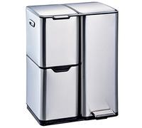 Kitchen Move Cubo de Basura de Cocina con Pedal HAJA, con clasificación selectiva para Reciclaje, de 60 L (13 + 17 + 30 L), de Acero Inoxidable con Cubo