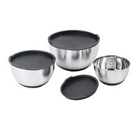 KITCHEN MOVE Juego de 3 ensaladeras/cuencos mezcladores de acero inoxidable con tapa y boquilla ALVA