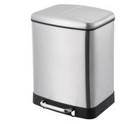 KITCHEN MOVE - Papelera de clasificación selectiva con pedal (2 cubos, capacidad 24L (12+12) modelo GREENWICH de acero inoxidable, acabado en acero inoxidable cepillado, tapa curvada
