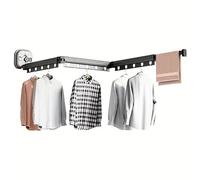 KITCHEN MOVE Python - Secador de Ropa de Pared de Aluminio, 125 cm, XXL, Extensible y Plegable, con 15 Ganchos y Ranuras para Perchas, ventosas potentes, para balcón, Cuarto de baño, lavandería