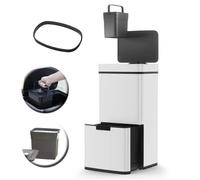 Kitchen Move Set de Gestión de Residuos: Cubo Automático 75 L Doble y Cubo de Mesa 3 L Blanco