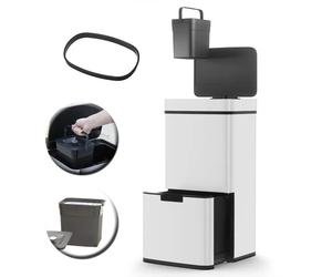 Kitchen Move Set de Gestión de Residuos: Cubo Automático 75 L Doble y Cubo de Mesa 3 L Blanco