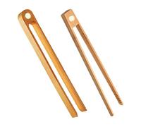 Kitchen Tongs, 2 piece Wooden Food Tongs with Built In Magnets, 8.66 Inches Cooking Tweezers for Serving, Grilling, Camping, Barbacoa, Buffet, Salad, Meat, Postre, Party Use