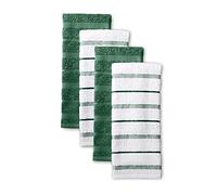 KitchenAid Albany - Juego de 4 Toallas de Cocina, Color Verde Palmera Guijarro/Blanco, 16 x 26 Pulgadas