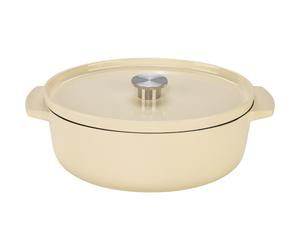 KitchenAid Asador Ovalado de Hierro Fundido con Tapa 30 cm, Crema