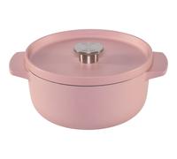 KitchenAid Asador Redondo de Hierro Fundido con Tapa 22 cm, Rosa