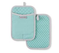 KitchenAid Asteroid Aqua Sky - Juego de 2 agarraderas (17,8 x 25,4 cm, 2 Unidades), Color Azul