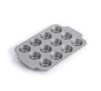 KitchenAid Bakeware Bandeja Mini para 12 Magdalenas de Acero Aluminizado Antiadherente, Sin PFAS, Apta para Horno, Apta para Lavavajillas, Gris
