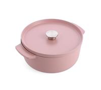KitchenAid Cast Iron Cocotte Ronde en Fonte Émaillée 26 cm / 5,2 L avec Couvercle, Pain, Compatible Induction Tous Feux, Sans PFAS, Four 260°C, Poignées Ergonomiques, Rose