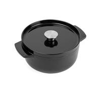KitchenAid Cast Iron Olla Cocotte de Hierro Fundido Esmaltado con Tapa, Ø 22cm, Redonda, 3,3L, 4,5kg, Alta Calidad y Durabilidad,Freir,Dorar,Sin PFAS,Inducción,Mango Ergonómico,Horno 260°C,Negro Ónice