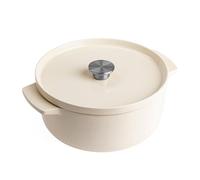 KitchenAid Cacerola de Hierro Fundido con Tapa 26cm, Crema