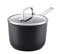 KitchenAid Cazo antiadherente de inducción anodizado duro con tapa, 2 cuartos de galón, negro mate