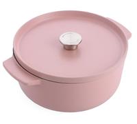 KitchenAid CC007431-001, Sartén redonda, de uso general, color rosa, esmalte, hierro fundido, acero inoxidable, 5,2 litros