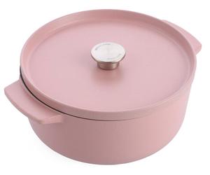 KitchenAid CC007431-001, Sartén redonda, de uso general, color rosa, esmalte, hierro fundido, acero inoxidable, 5,2 litros