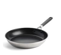 KitchenAid Classic Stainless Steel Sartén de Cerámica Antiadherente de 28 cm de Acero Inoxidable Sin PFAS, Clad, Inducción, Mango Stay-Cool, Apta para Horno hasta 160°C, Plata