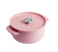 KitchenAid Cocotte Ronde en Fonte Émaillée 22 cm / 3,3 L, Cocotte avec Couvercle, Compatible Induction Tous Feux, Sans PFAS, Four 260°C, Poignées Ergonomiques, Rose