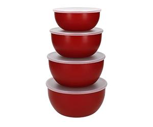 KitchenAid Ensaladeras de plástico con Tapa, Juego de 4, Boles Cocina, Mixing bowl Set, Rojas