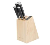 KitchenAid Gourmet Juego de cuchillos de acero japonés de 5 piezas con afilador y bloque de madera de abedul