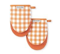 KitchenAid Juego de 2 manoplas de horno Gingham, miel, 5.5 x 8 pulgadas